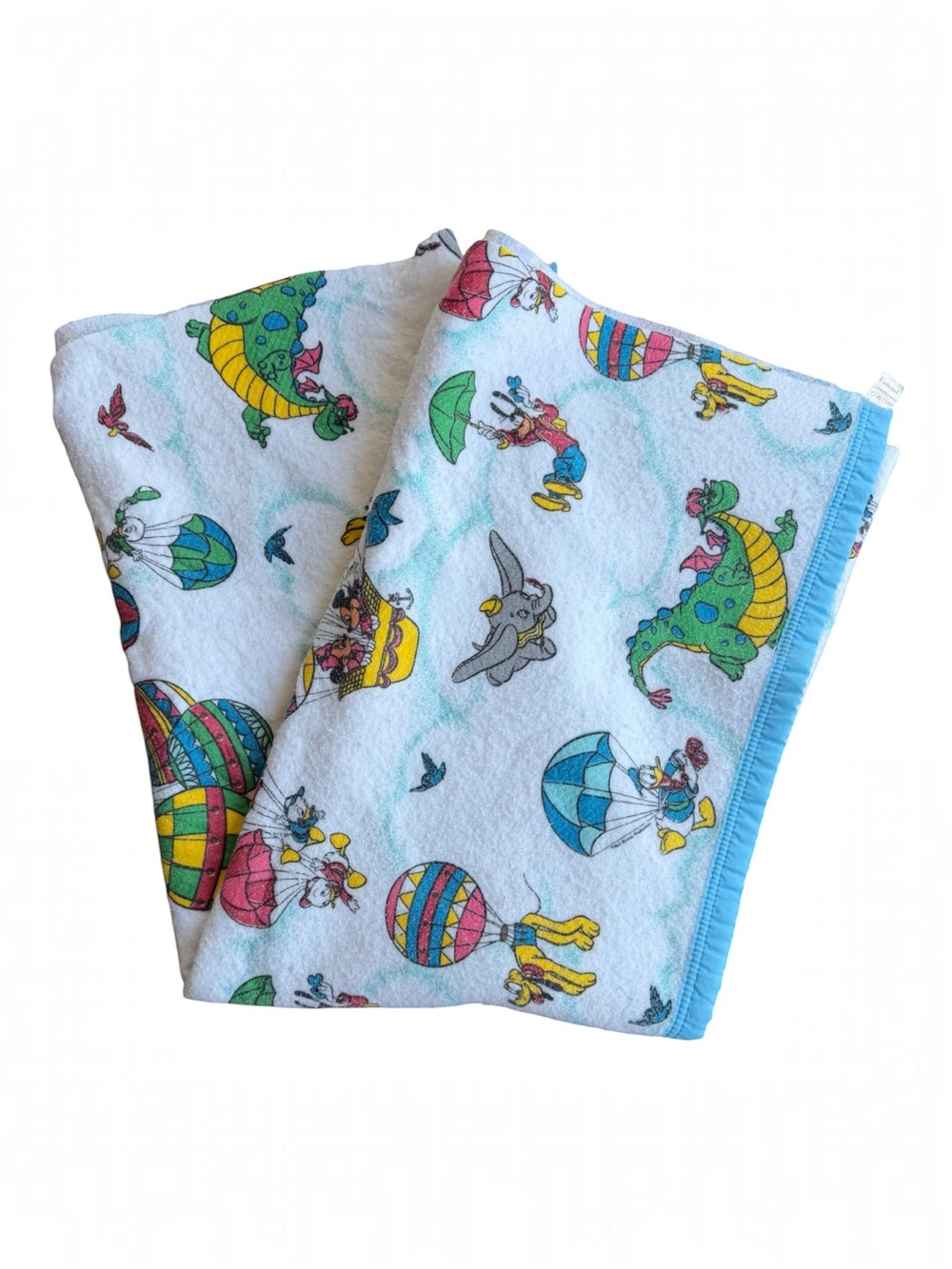 VTG ‘80s Disney Esmond Fancy Flyers Hot Air Balloon Fleece Blanket Size: TWIN